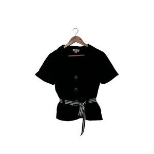 Vintage Coldwater Creek Black Women's Classic Button Up Blouse Size 12